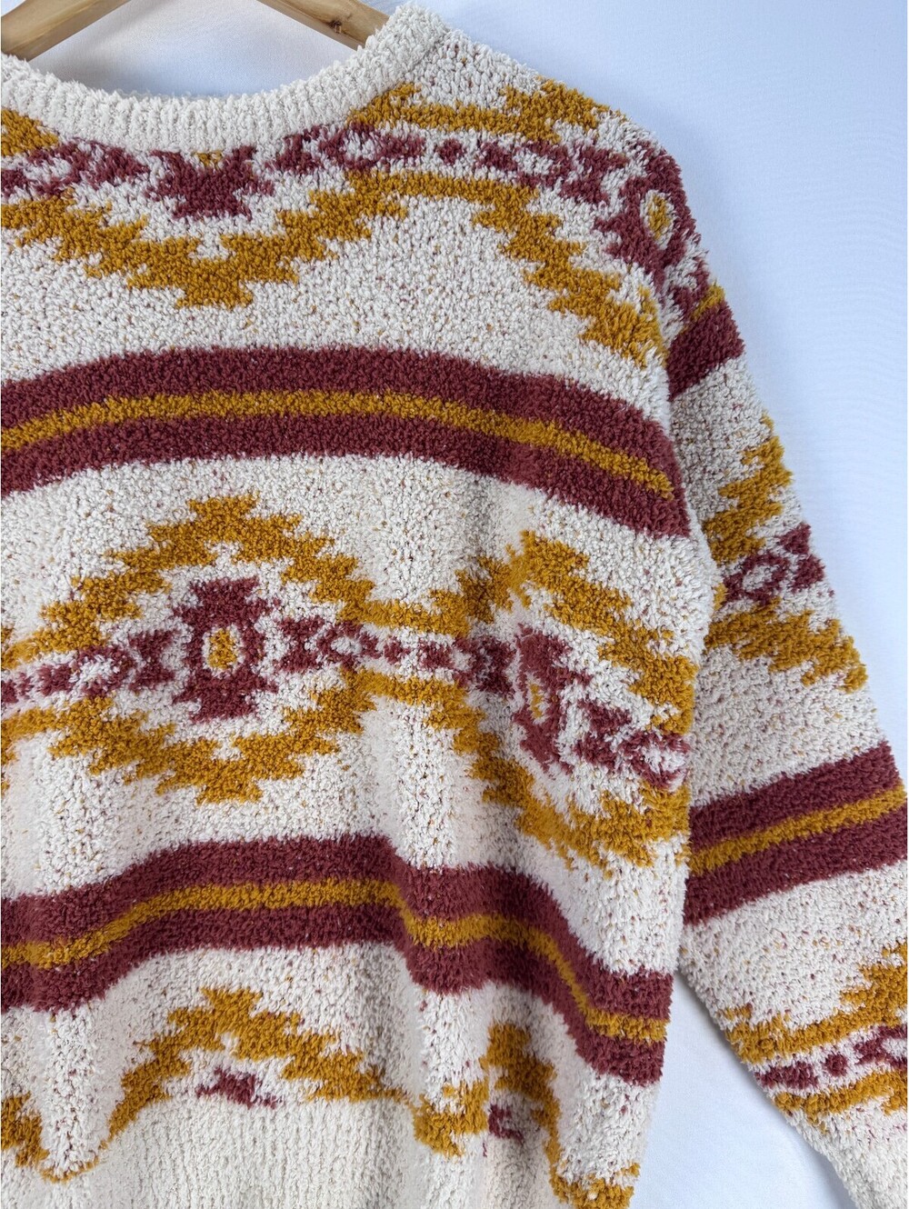 Southwestern Boho Granola Fuzzy Sherpa Sweater Simply Southern Women S Western - Picture 3 of 8
